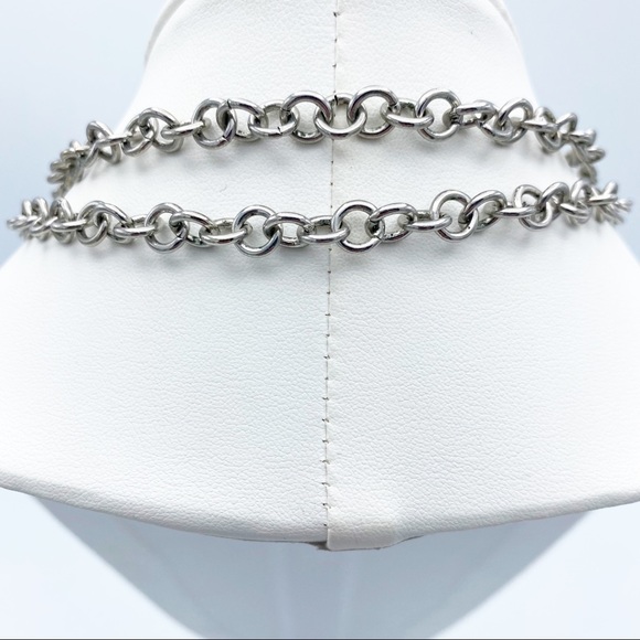 Double Chunky Link Chain Front Toggle Clasp Dangling Faux Gems Necklace - Picture 4 of 11